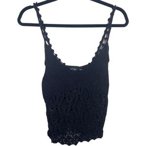 Express Handknit - Kintted Tank Top - Black - Women’s M - 55% Ramie 45% Cotton